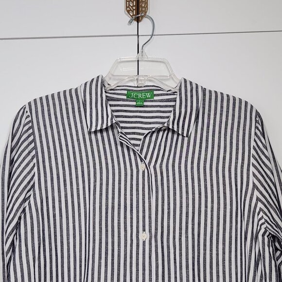 J.Crew Women's Striped Long Shirt Linen Blend Size L - Picture 5 of 6